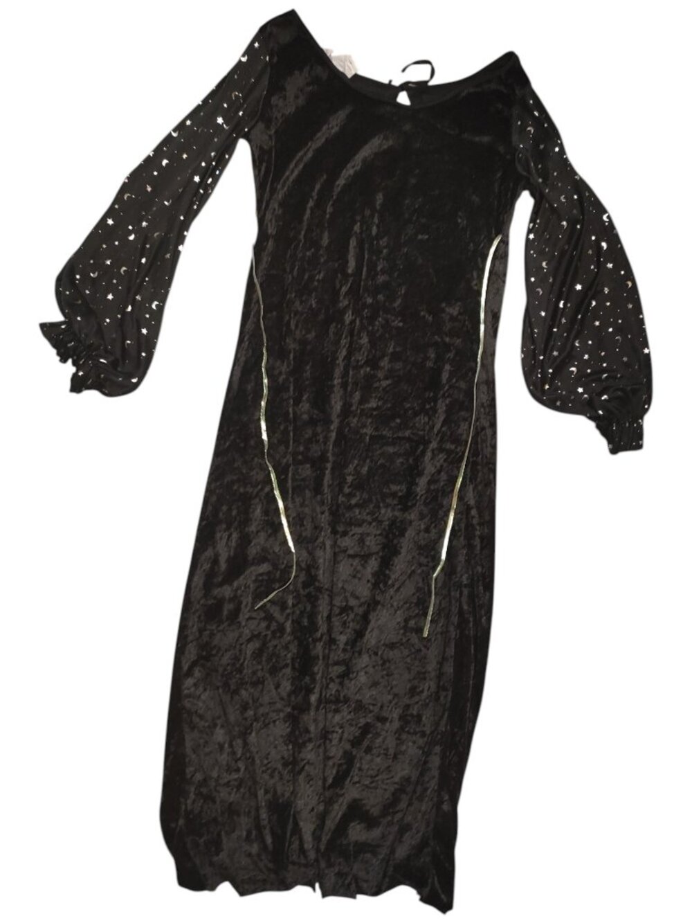 Fun World Costume Dress Black Velvet with Silver Moon/Star Sleeves Small/Medium
